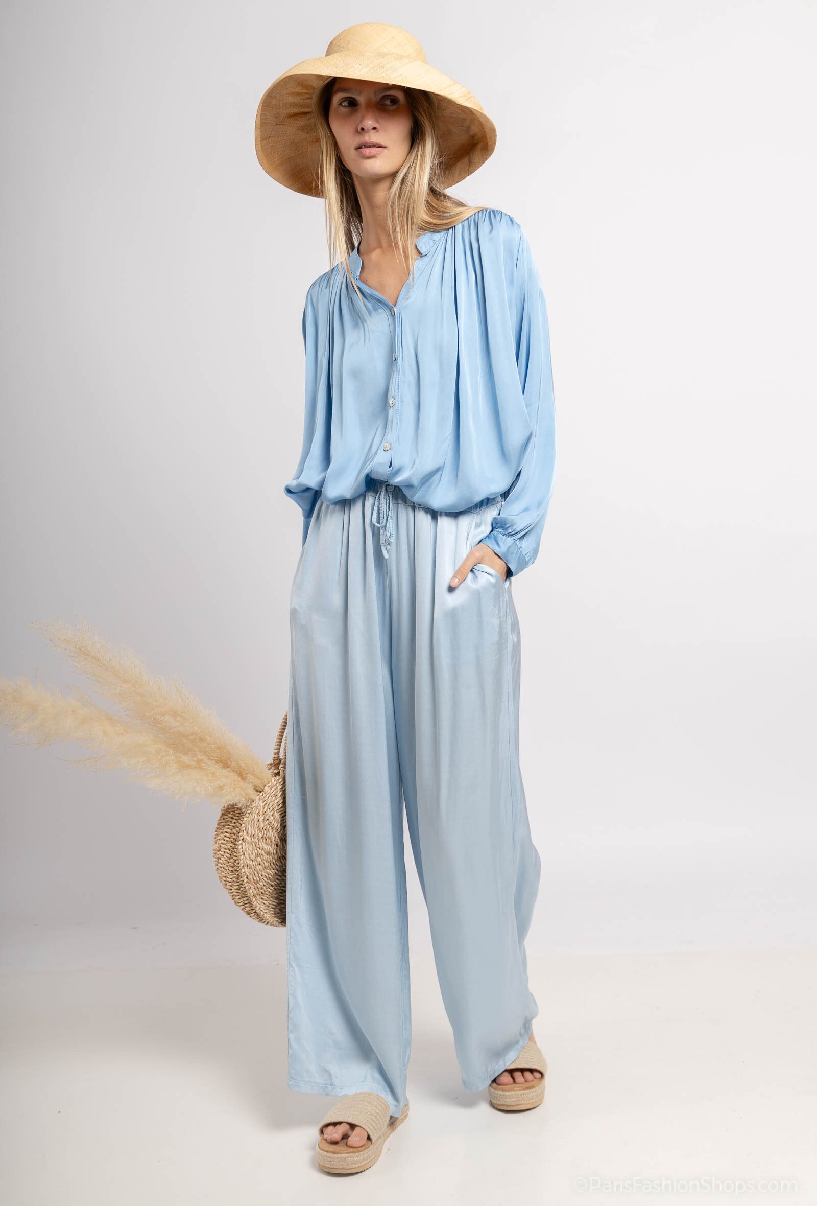 Mayorista Max & Enjoy (Vêtements) - Atuendo (conjunto total de apariencia) una blusa y pantalones unidos en efecto mixto Sittine