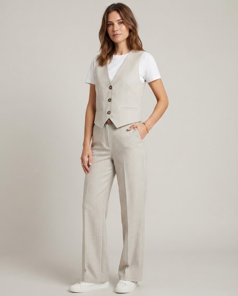 Grossiste Max & Enjoy (Vêtements) - Ensemble tailleur rayé – gilet & pantalon