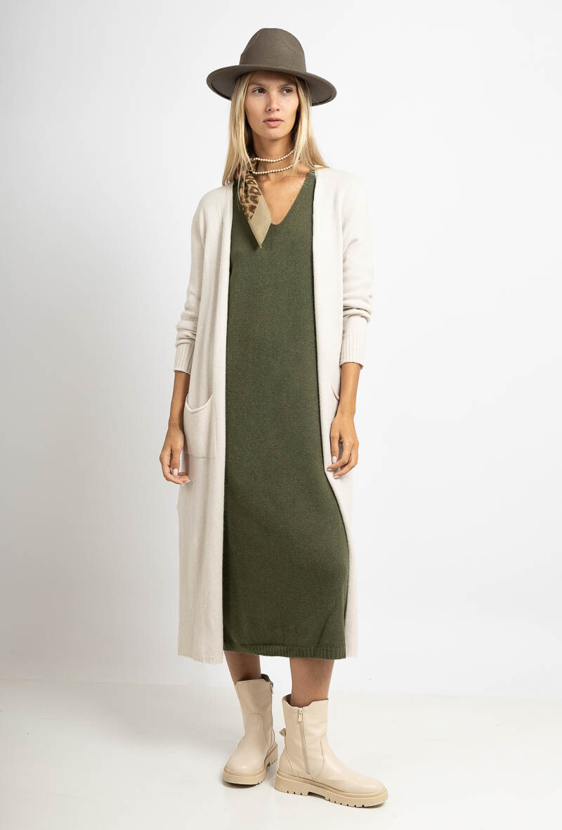 Wholesaler Max & Enjoy (Vêtements) - Long seamless vest, 2 flat pockets, long sleeves, Kashmir touch
