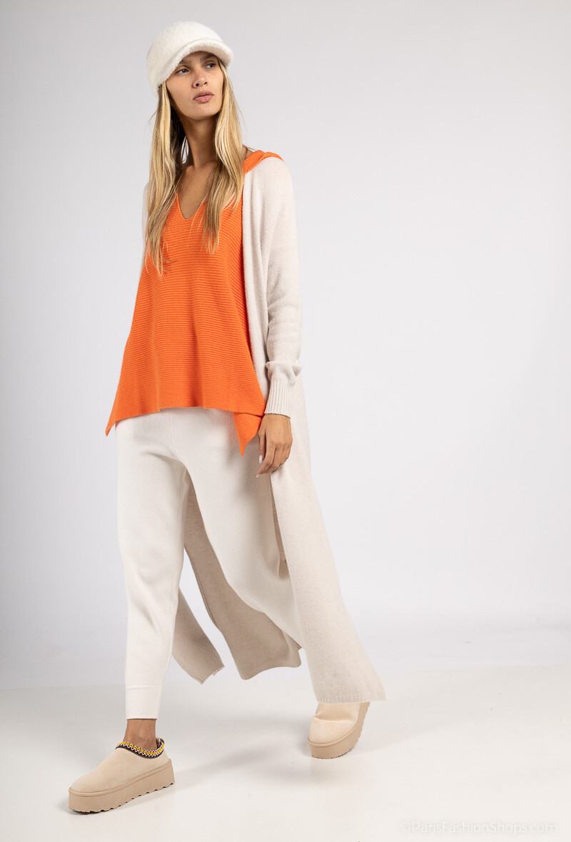 Wholesaler Max & Enjoy (Vêtements) - Seamless long cardigan, long sleeves, side slits