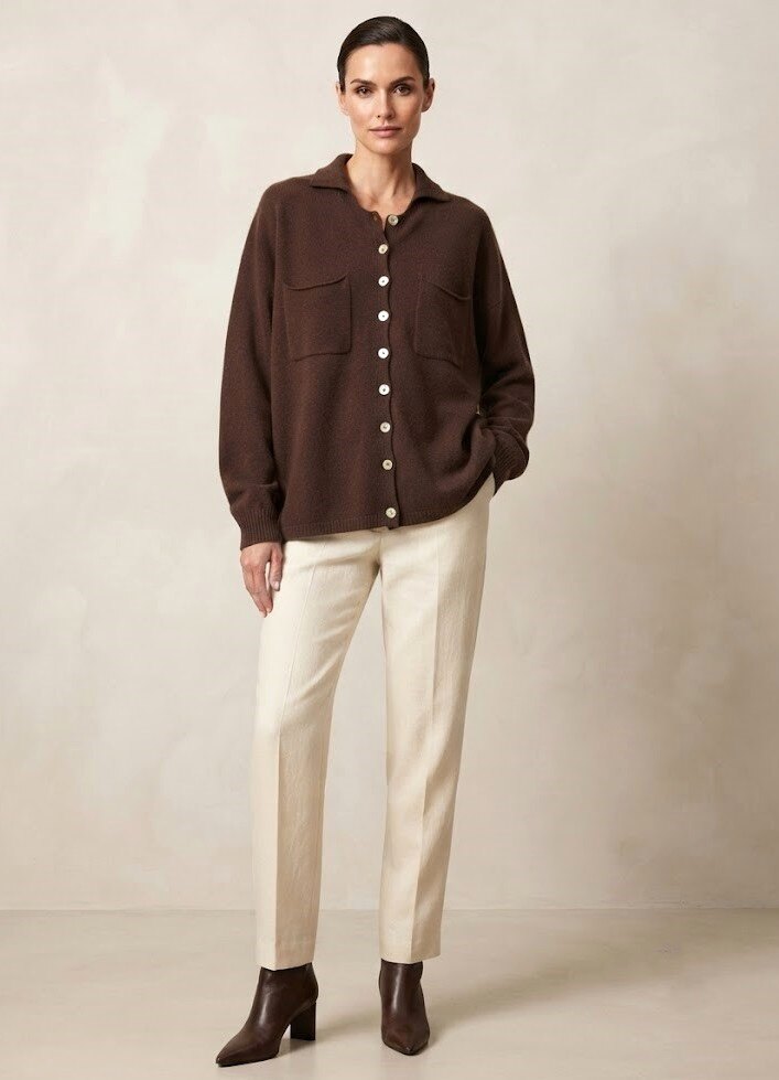 Großhändler Max & Enjoy (Vêtements) - Nahtloser Cardigan mit Kaschmirgefühl, Perlmuttknopfverschluss