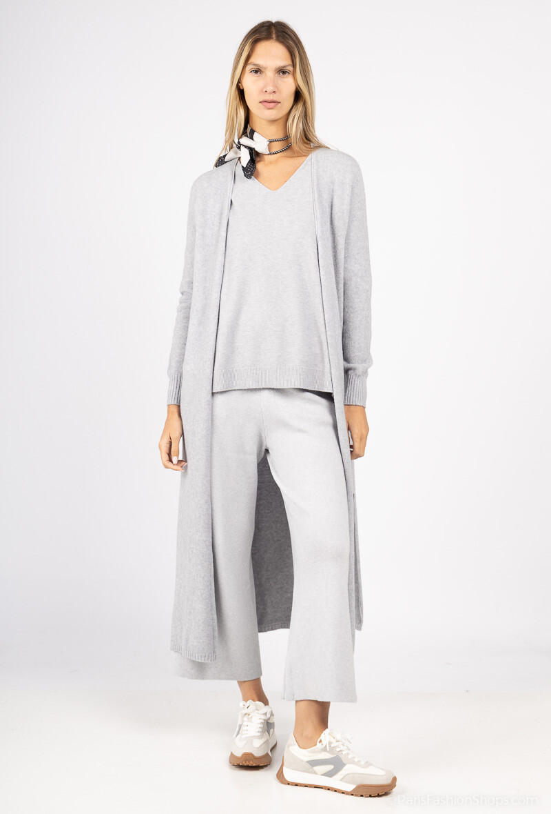 Grossiste Max & Enjoy (Vêtements) - Gilet long sans couture, manches longues, fendu sur les côtés