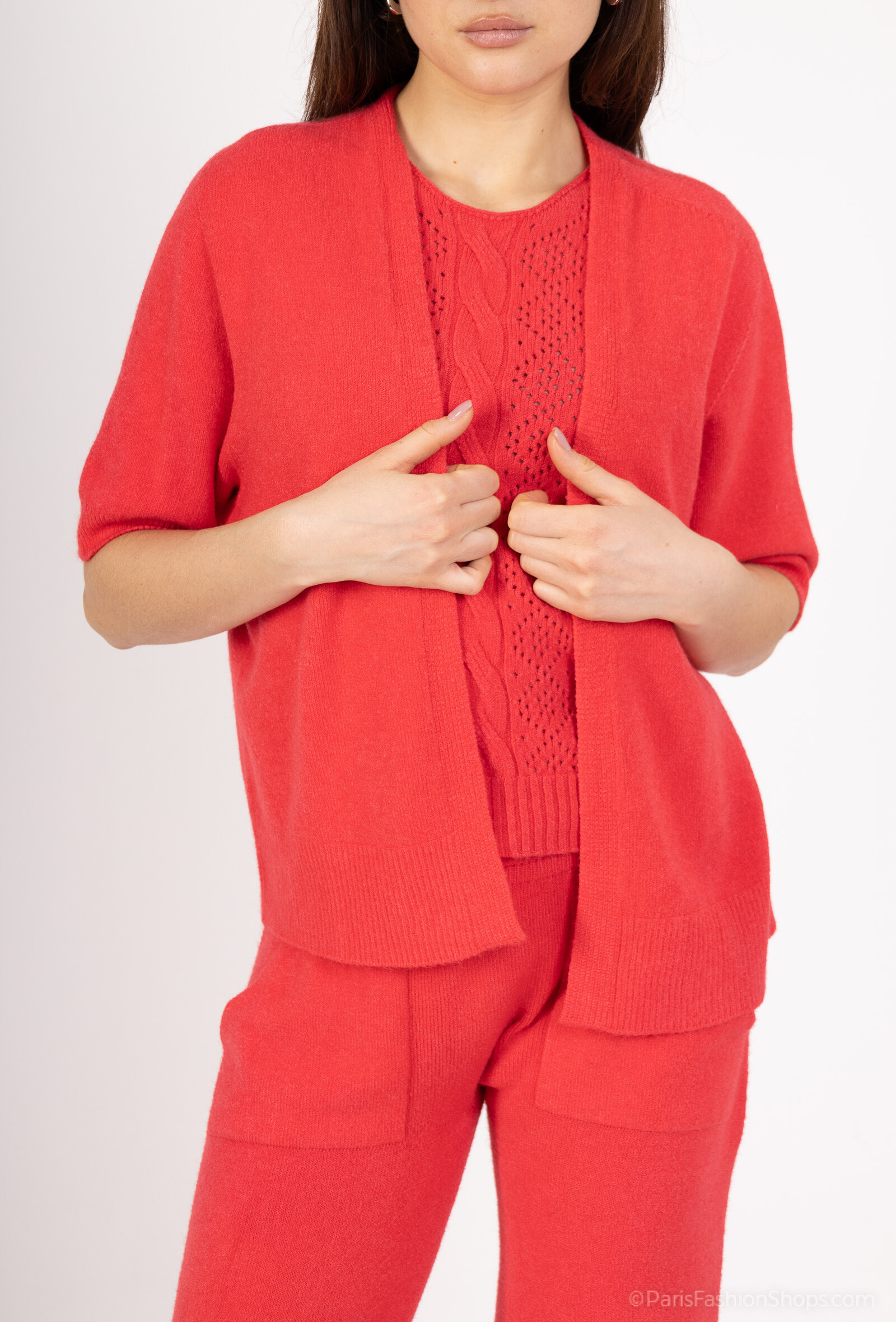 Grossista Max & Enjoy (Vêtements) - Maniche corte con gilet oversize, senza soluzione di continuità, tocco cashmere