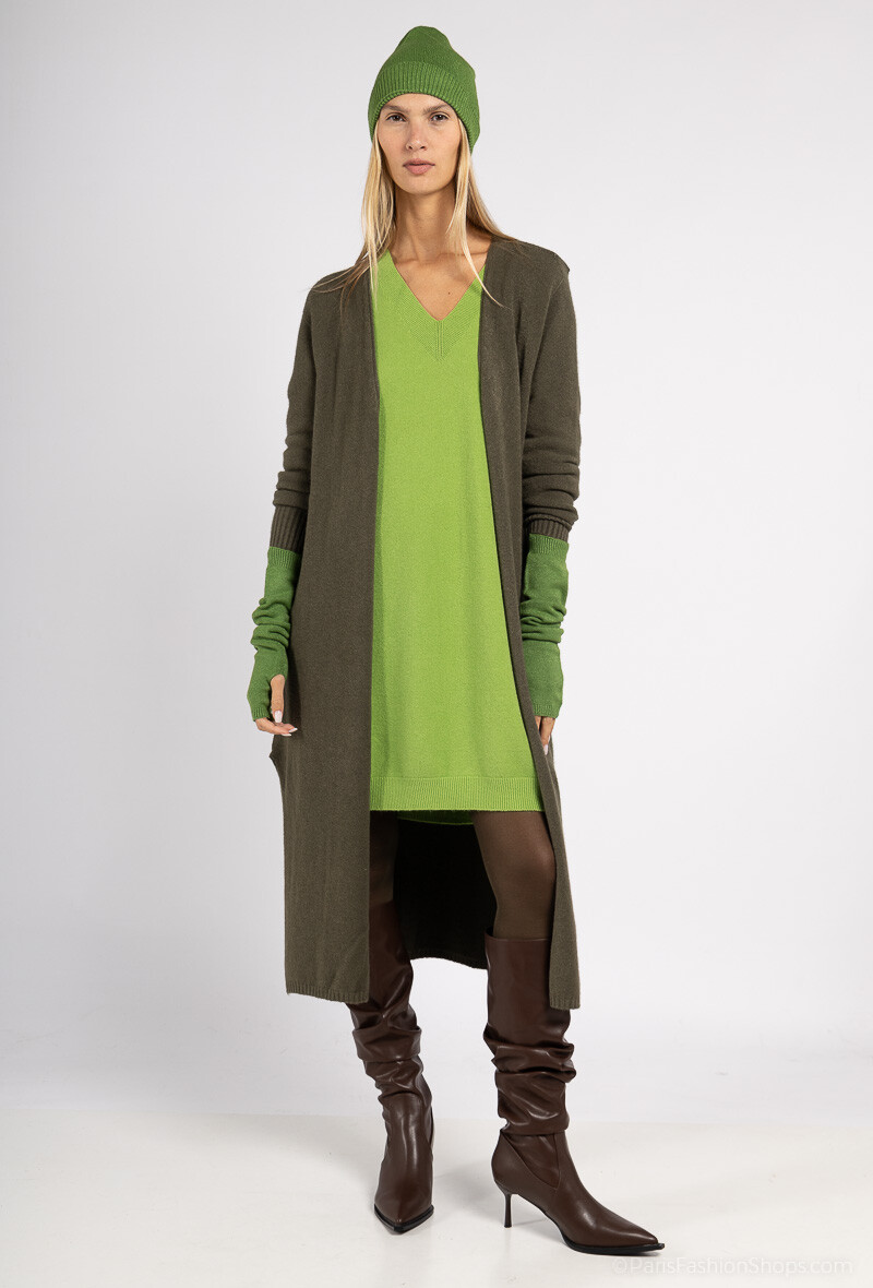 Großhändler Max & Enjoy (Vêtements) - Nahtloser langer Cardigan, lange Ärmel, seitliche Schlitze