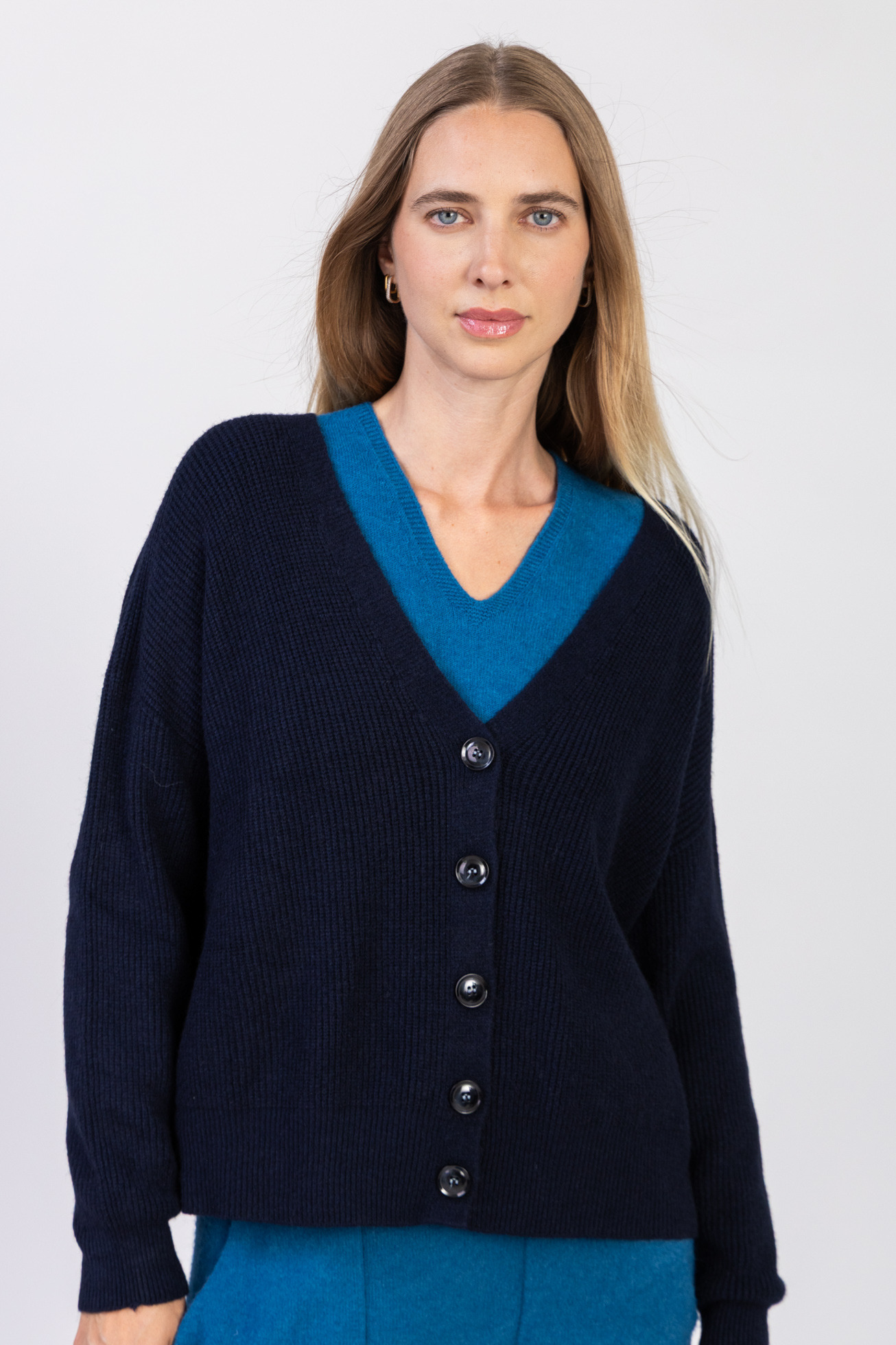 Grossista Max & Enjoy (Vêtements) - Cardigan a coste senza cuciture a maniche lunghe, 5 bottoni, effetto cashmere