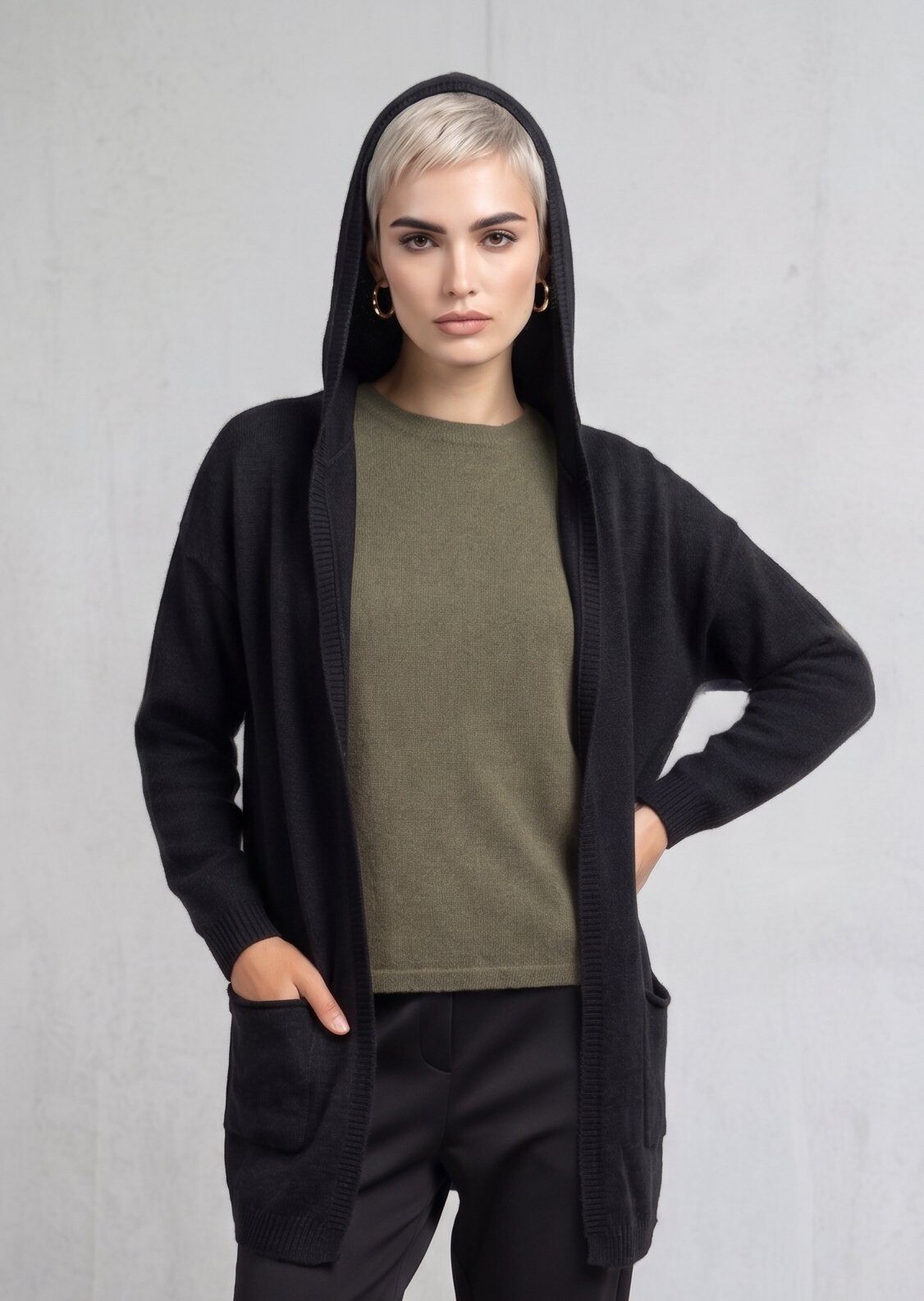 Großhändler Max & Enjoy (Vêtements) - Nahtloser Kapuzen-Cardigan mit Kaschmirgefühl