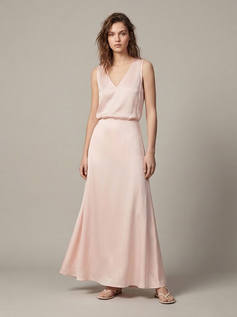 Grossiste Max & Enjoy (Vêtements) - Jupe Longue en Soie Satinée-34222