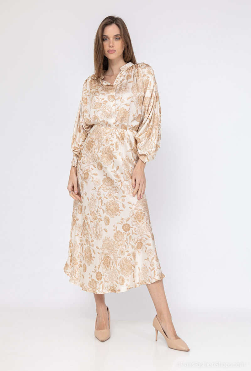 Grossiste Max & Enjoy (Vêtements) - Jupe longue imprimé "English flowers", mélangée soie