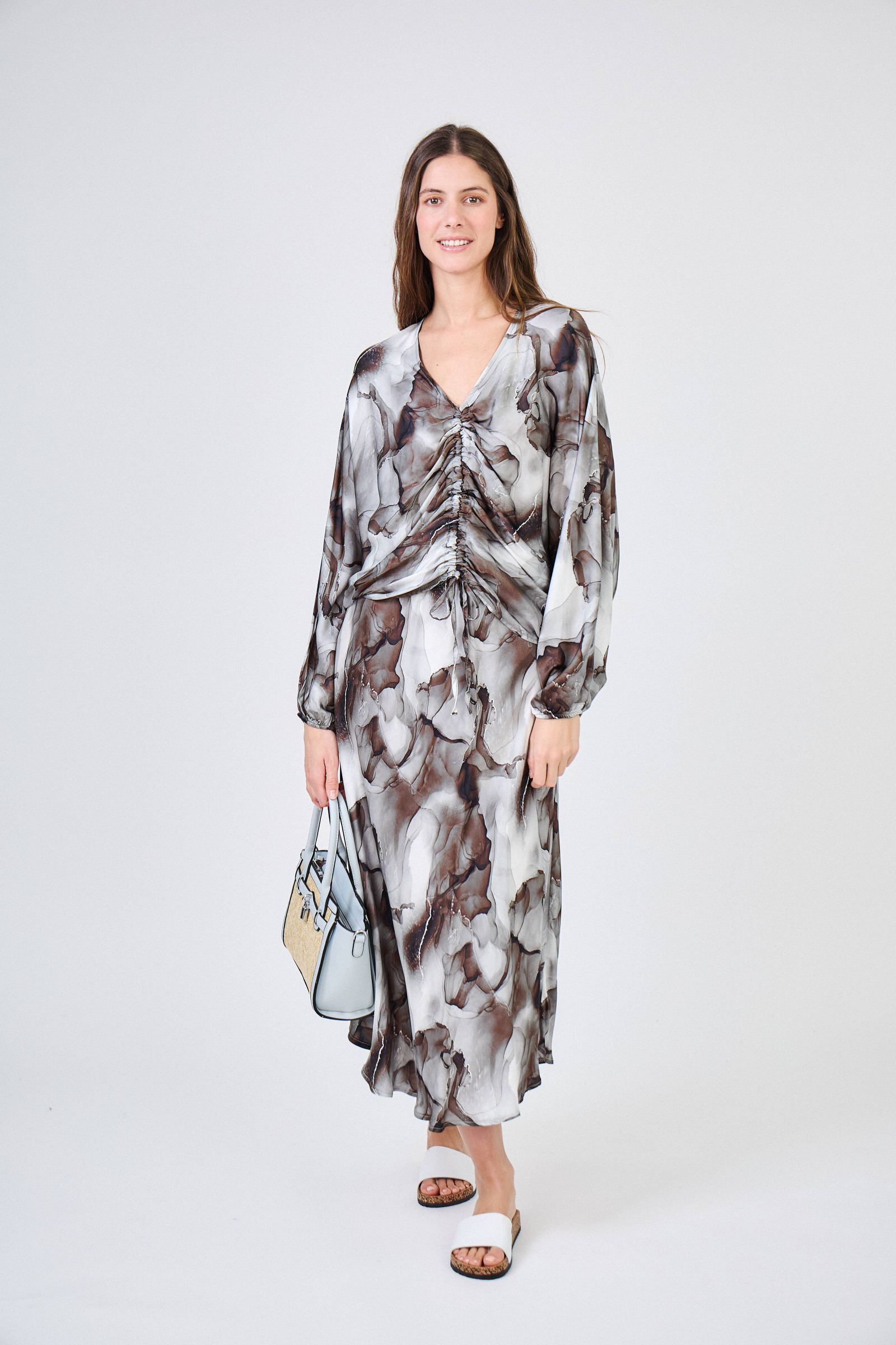 Mayorista Max & Enjoy (Vêtements) - Falda estampada tie-dye en seda mezclada con efecto satinado