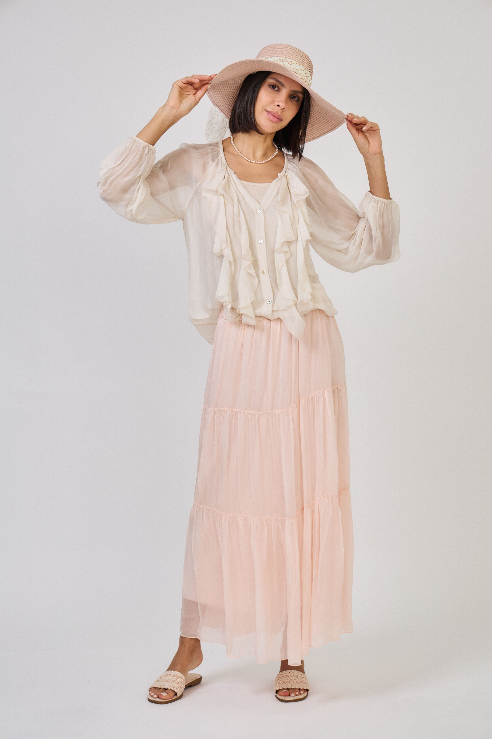 Mayorista Max & Enjoy (Vêtements) - Falda de seda larga mixta