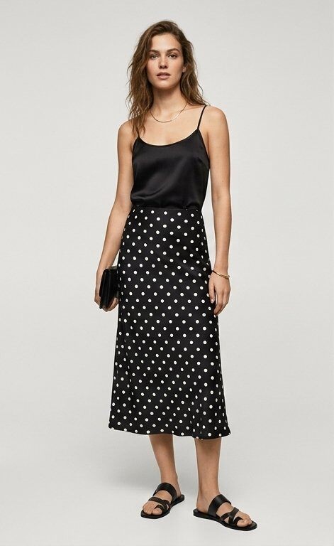 Mayorista Max & Enjoy (Vêtements) - Falda midi larga de lunares, ultra moderna con cintura elástica