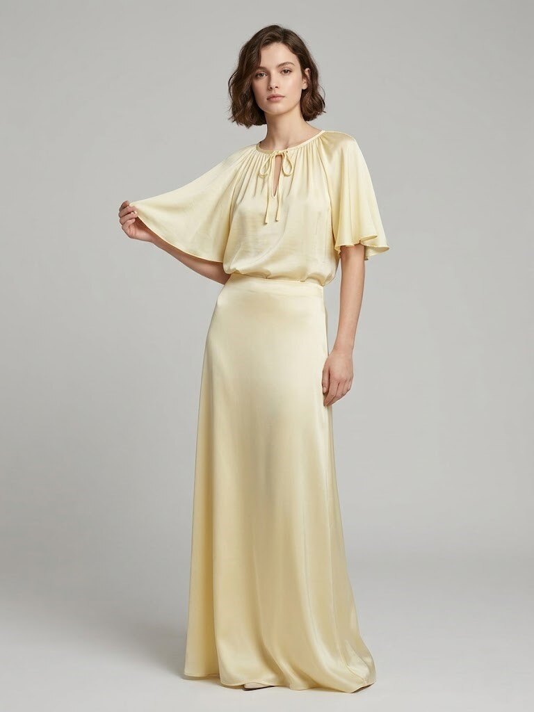 Wholesaler Max & Enjoy (Vêtements) - Long skirt in satin-finish silk blend