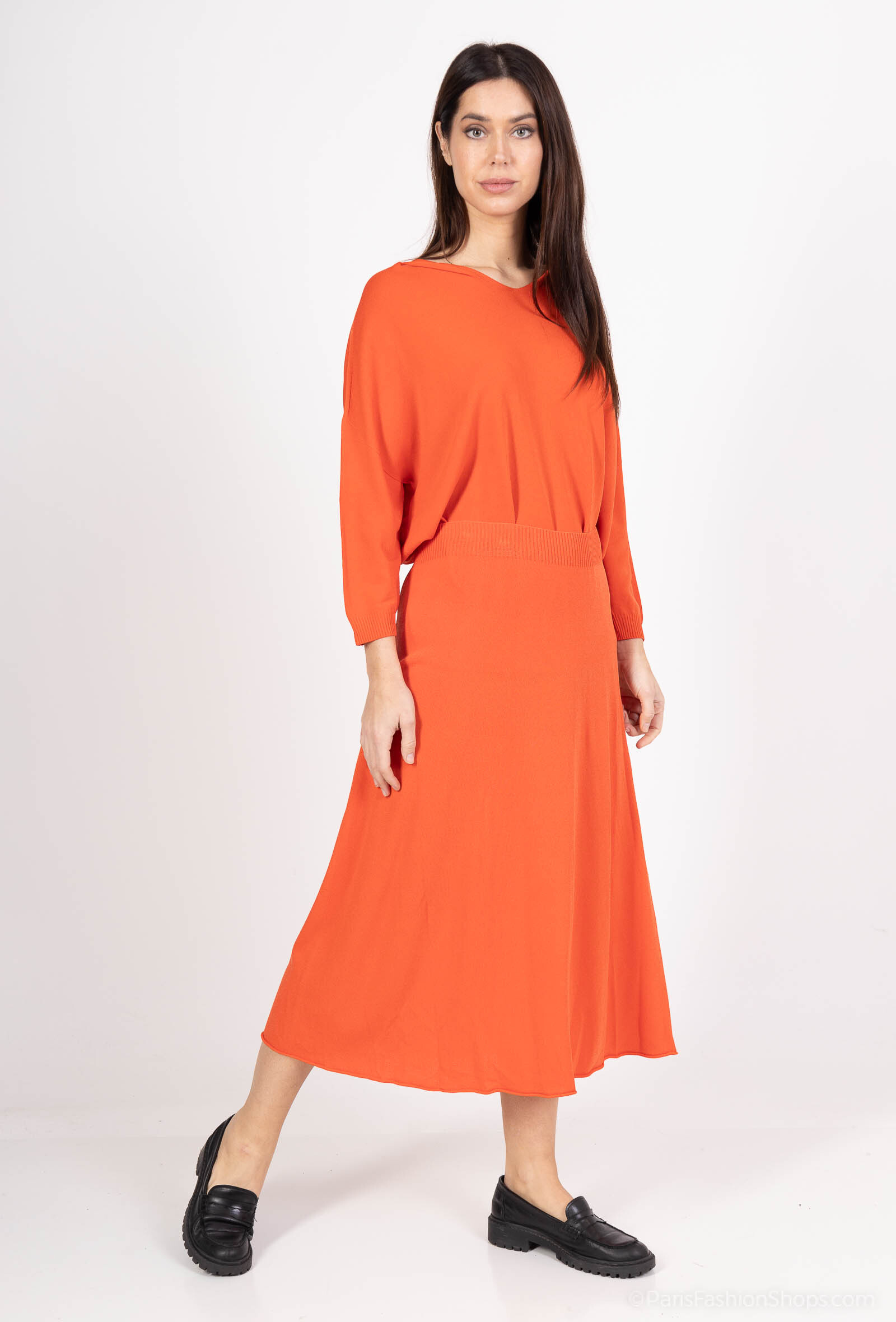 Grossista Max & Enjoy (Vêtements) - Gonna a maglia fine e leggera senza cucitura, costole in vita, taglio svasato, fluido