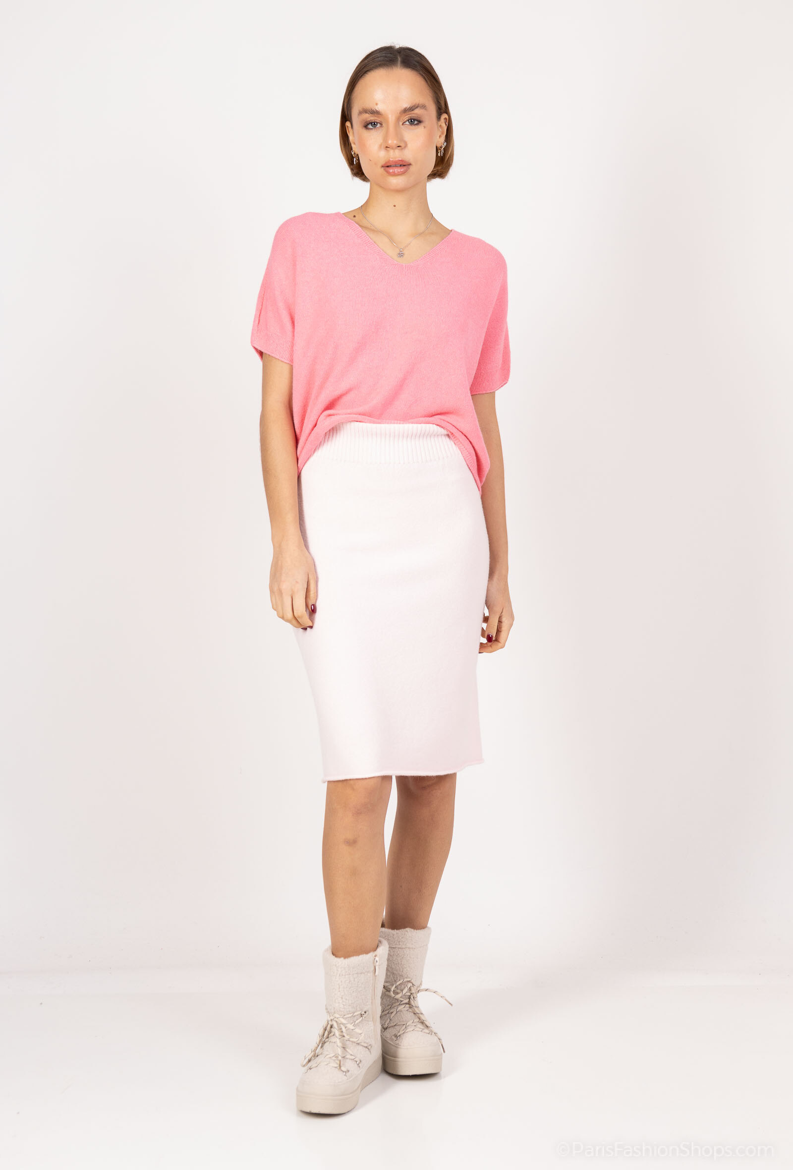 Grossista Max & Enjoy (Vêtements) - Gonna corta in maglia senza cuciture, effetto cashmere