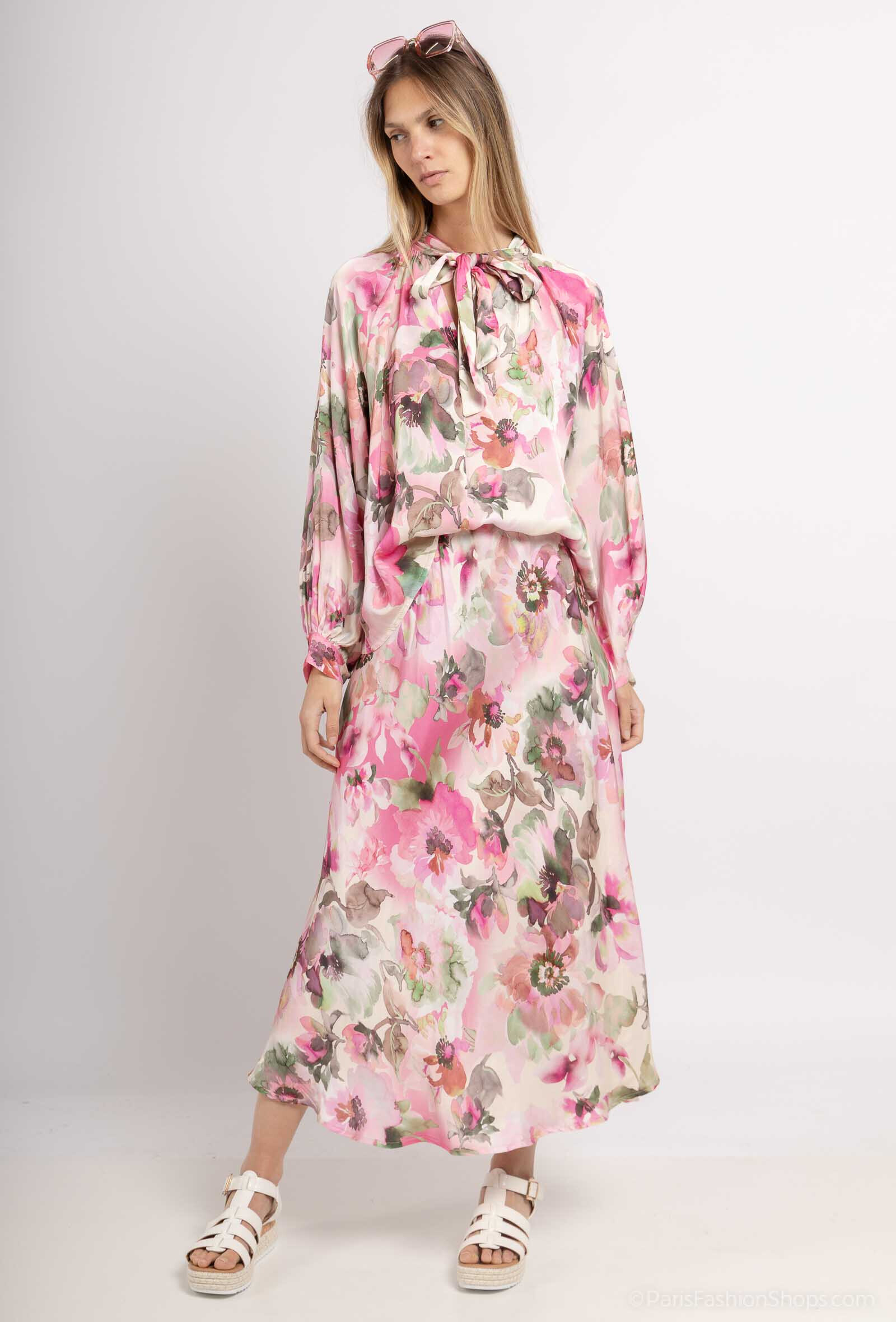 Mayorista Max & Enjoy (Vêtements) - Falda acampanada estampada floral en seda mixta