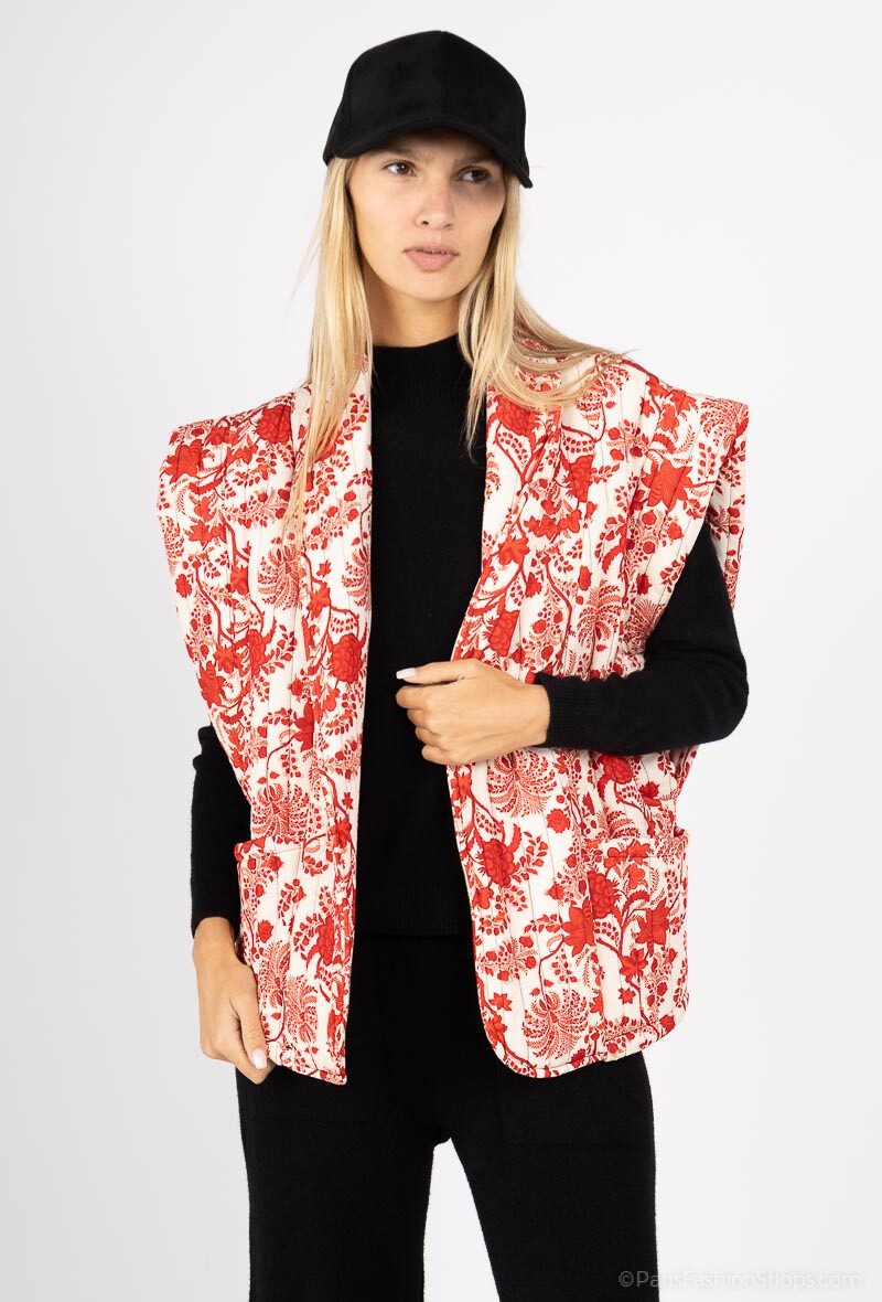 Wholesaler Max & Enjoy (Vêtements) - Floral printed jacket without sleeve