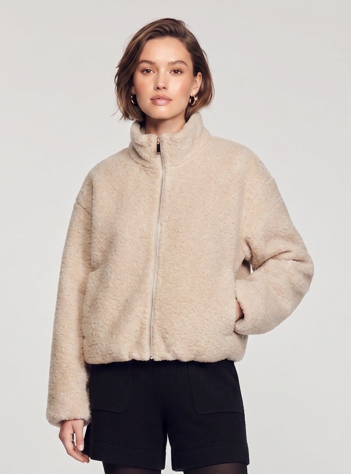 Grossiste Max & Enjoy (Vêtements) - Blouson en imitation laine bouclée
