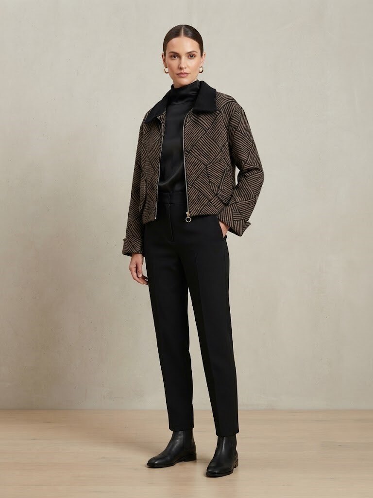 Grossiste Max & Enjoy (Vêtements) - Veste courte zippée à motif graphique