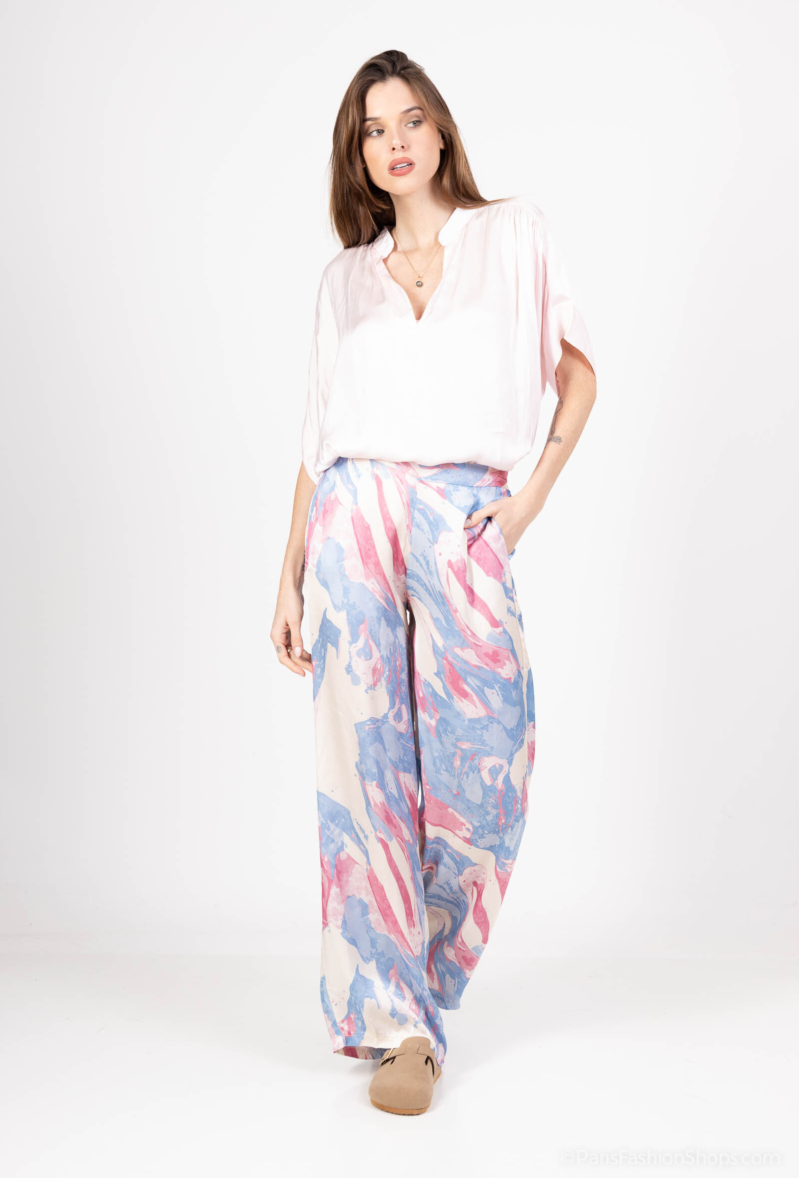 Grossista Max & Enjoy (Vêtements) - Pantaloni stampati in misto seta