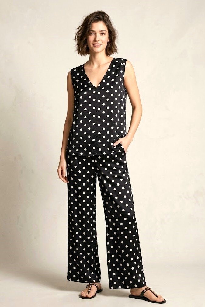 Grossiste Max & Enjoy (Vêtements) - Pantalon en Soie Satinée 34368 POIS
