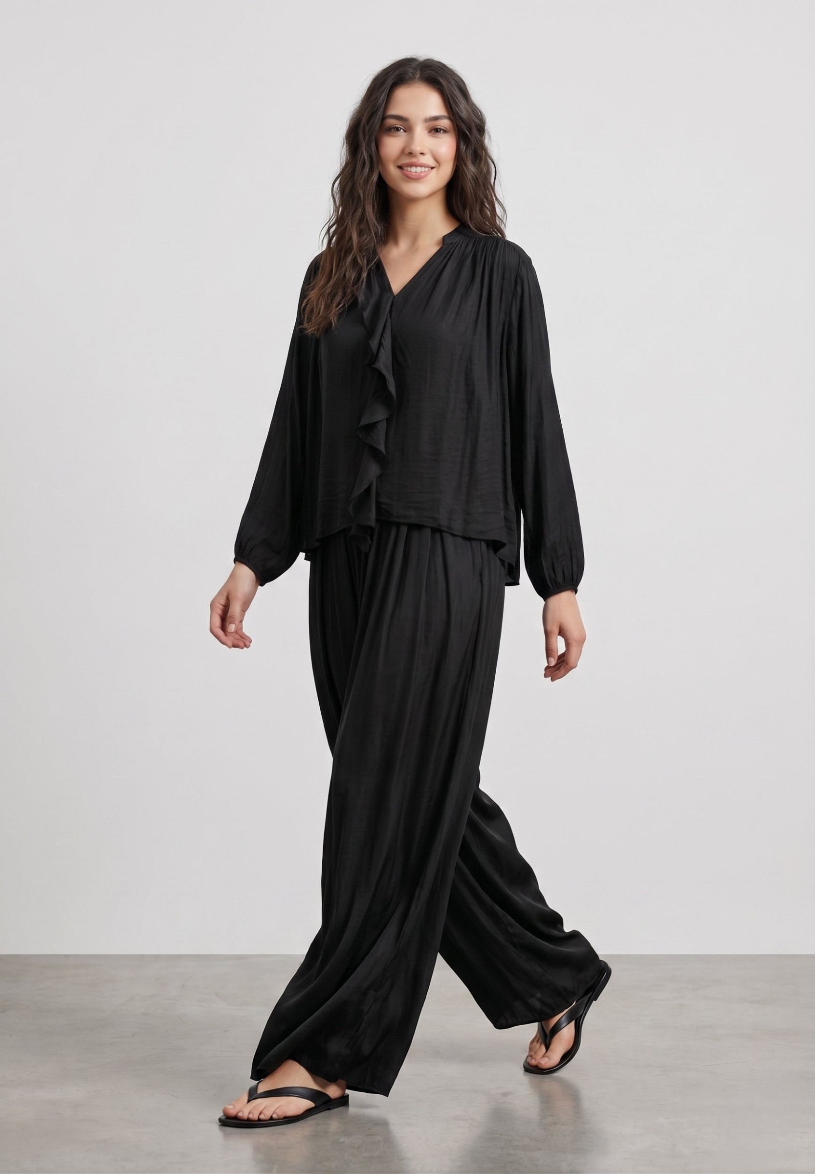 Großhändler Max & Enjoy (Vêtements) - Weite Hose aus luftigem Seidengemisch