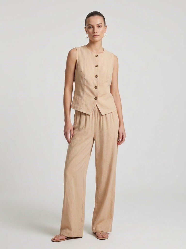 Grossiste Max & Enjoy (Vêtements) - PANTALON FLUIDE EN VISCOSE MÉLANGÉE
