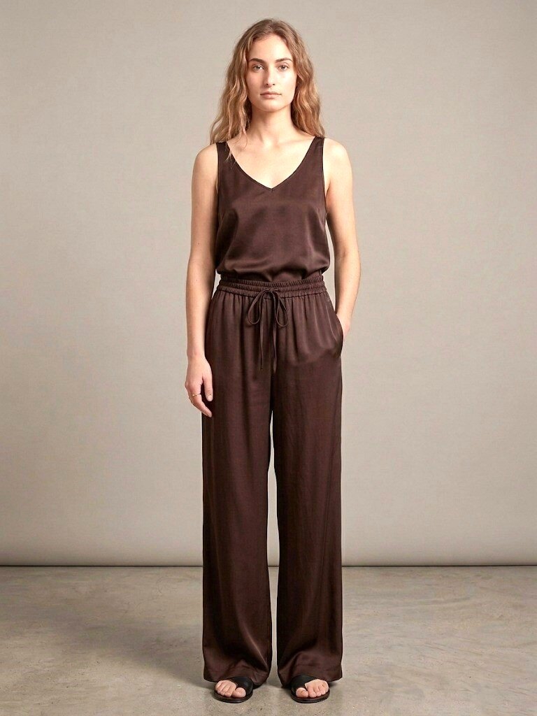 Grossista Max & Enjoy (Vêtements) - Pantaloni ultra fluidi a gamba larga in misto seta