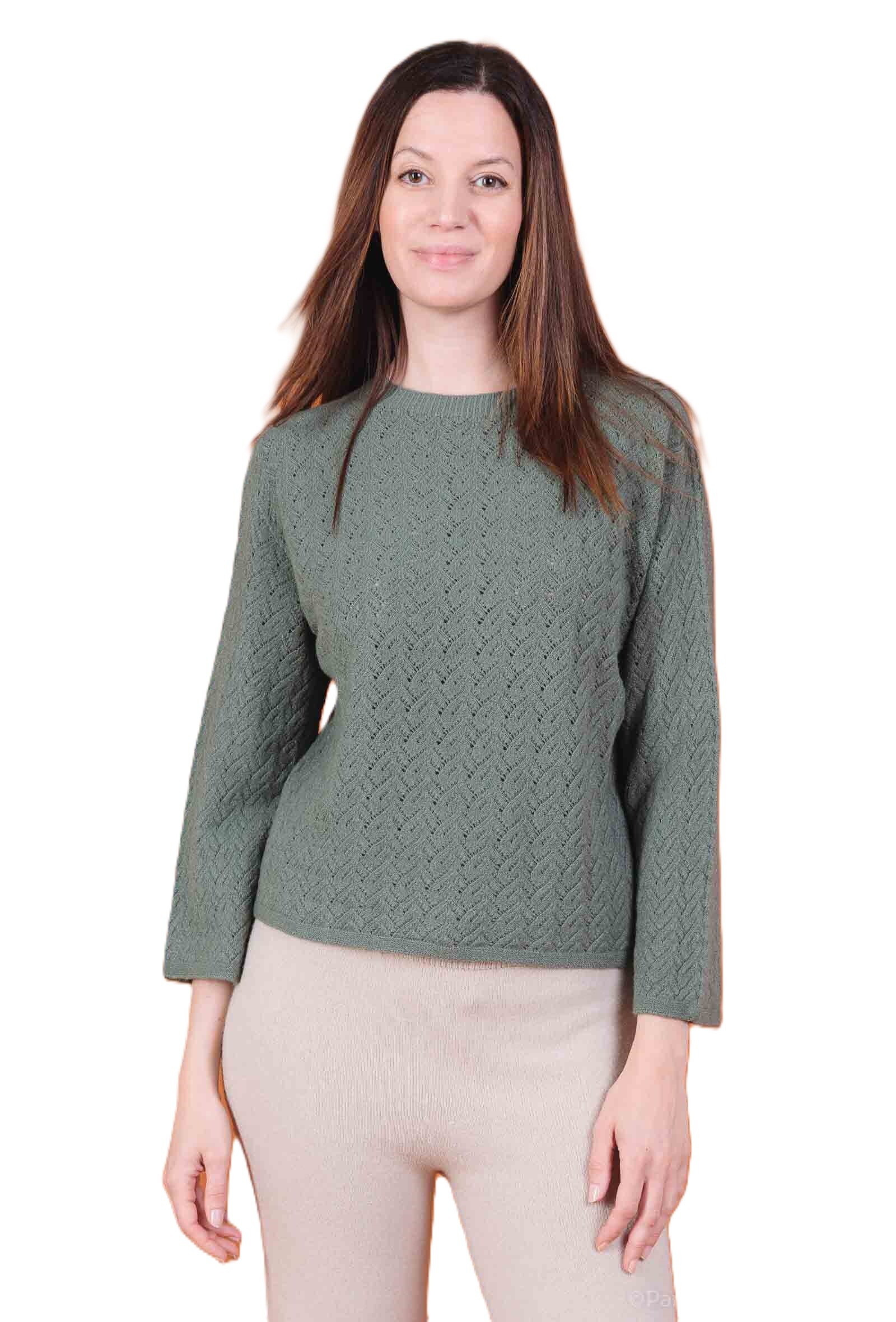 Mayorista Max & Enjoy (Vêtements) - Jersey sin costuras con efecto de crochet y cuello redondo, mangas 3/4