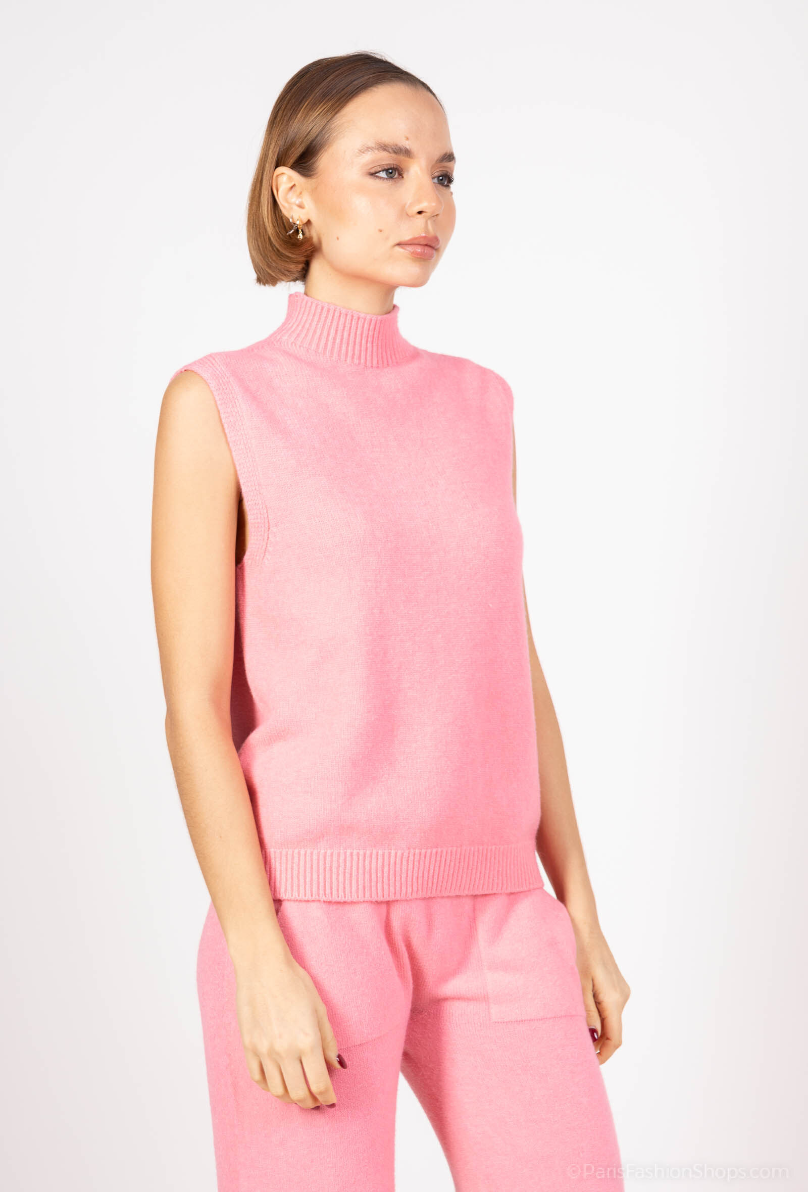 Mayorista Max & Enjoy (Vêtements) - Suéter sin mangas y sin costuras con cuello alto, tacto de cachemira