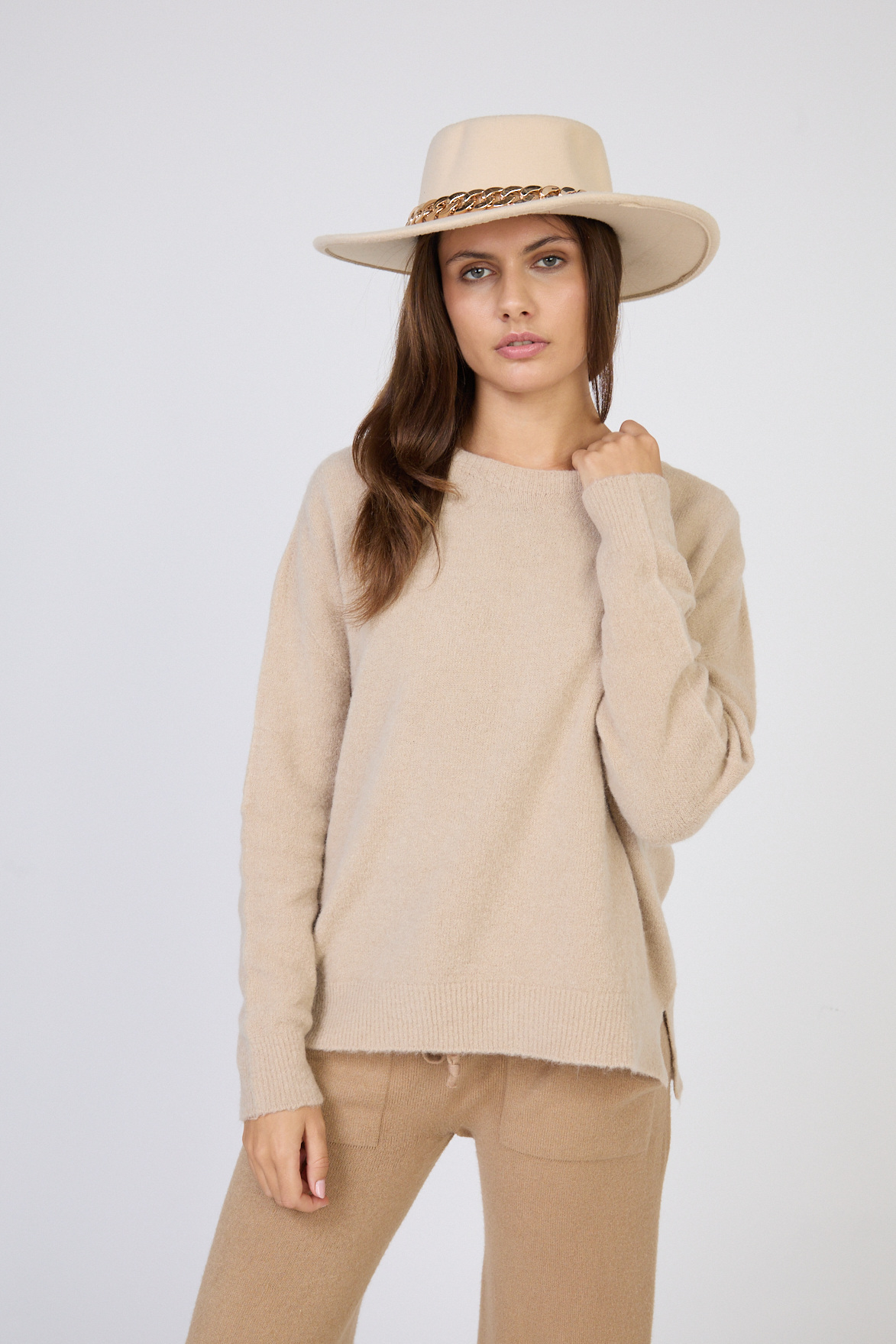 Wholesaler Max & Enjoy (Vêtements) - Seamless crew neck sweater with blended baby alpaca