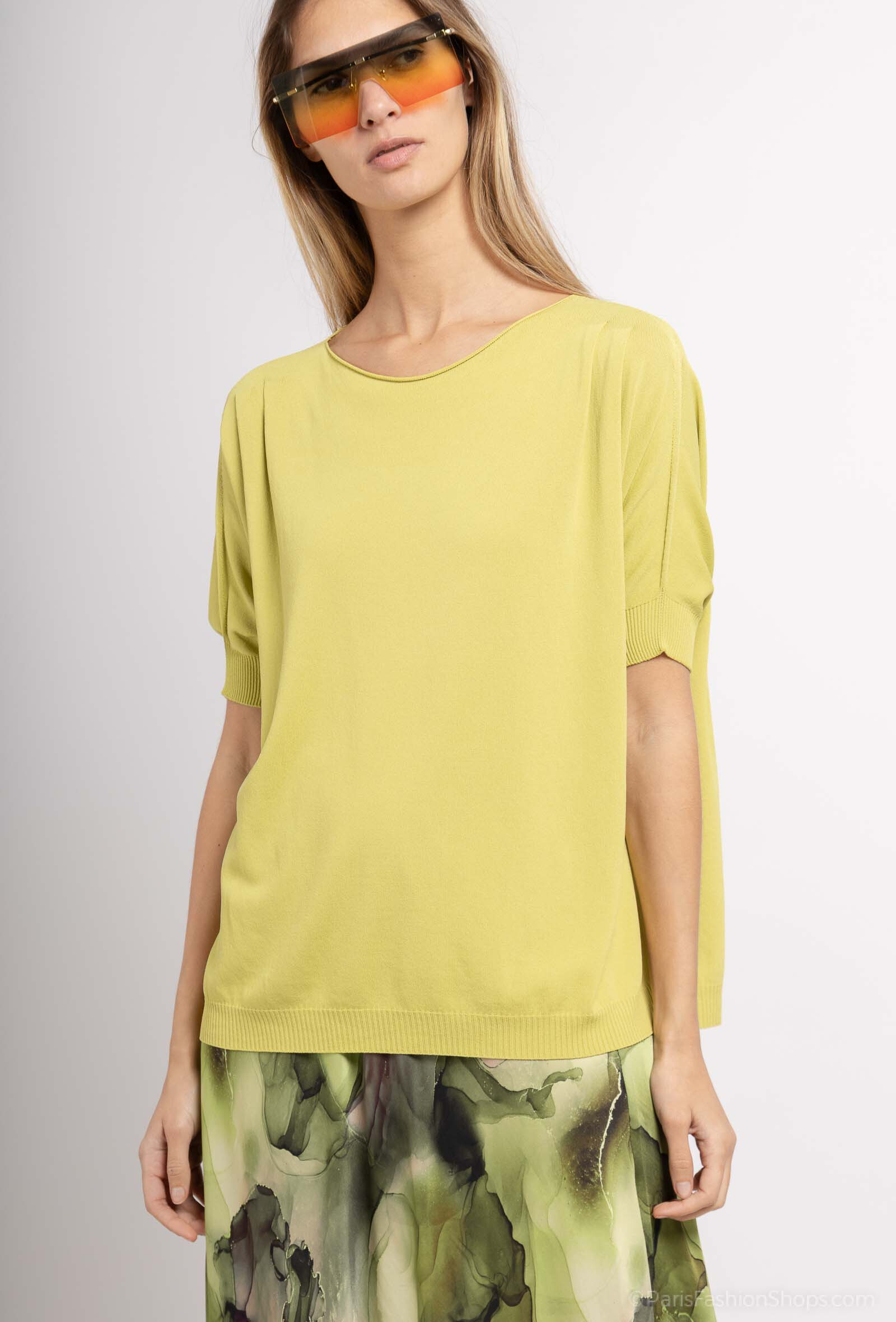 Grossista Max & Enjoy (Vêtements) - Maglione a maglie fine e leggera senza cucitura rotonda, maniche corte, oversize