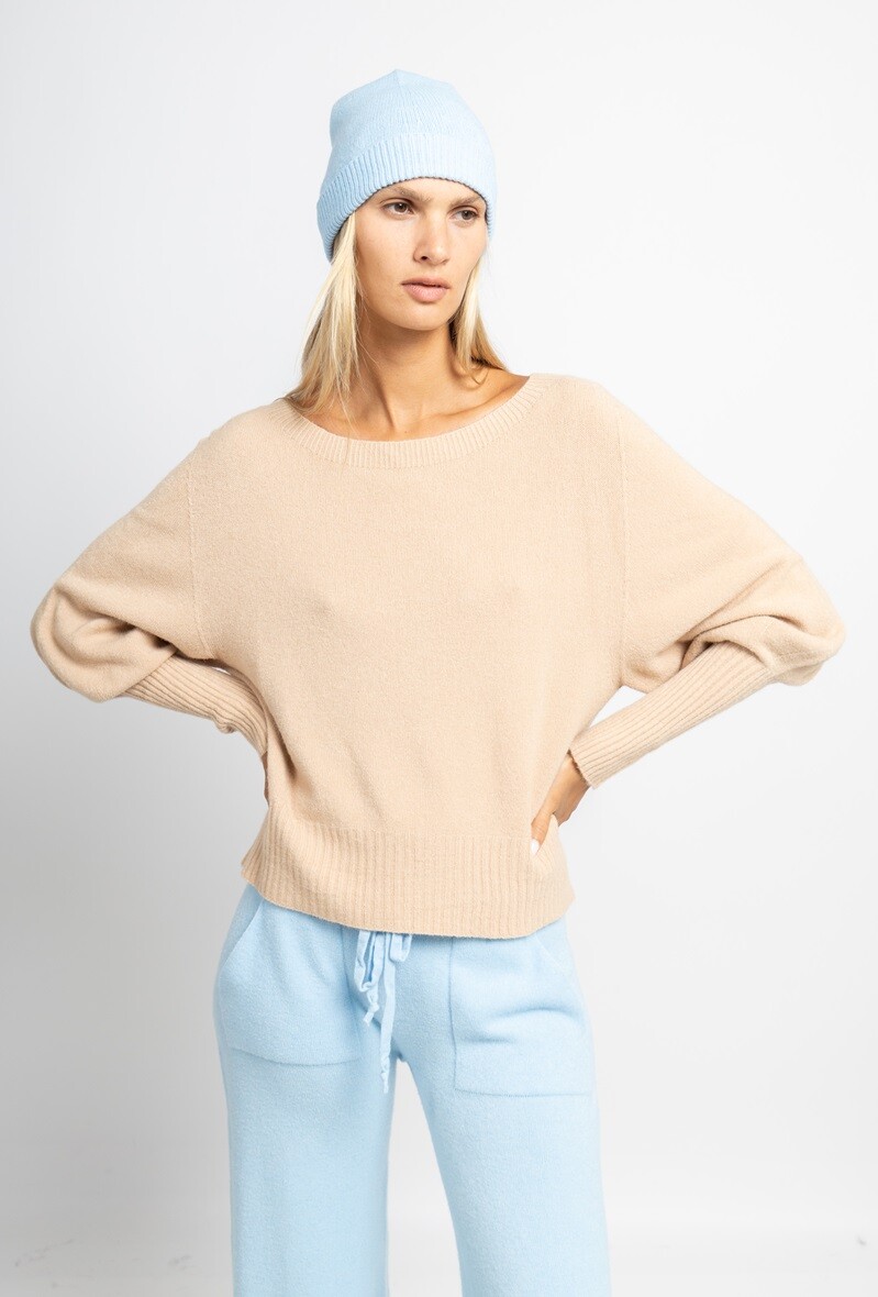 Wholesaler Max & Enjoy (Vêtements) - Seamless boat neck sweater with balloon sleeves