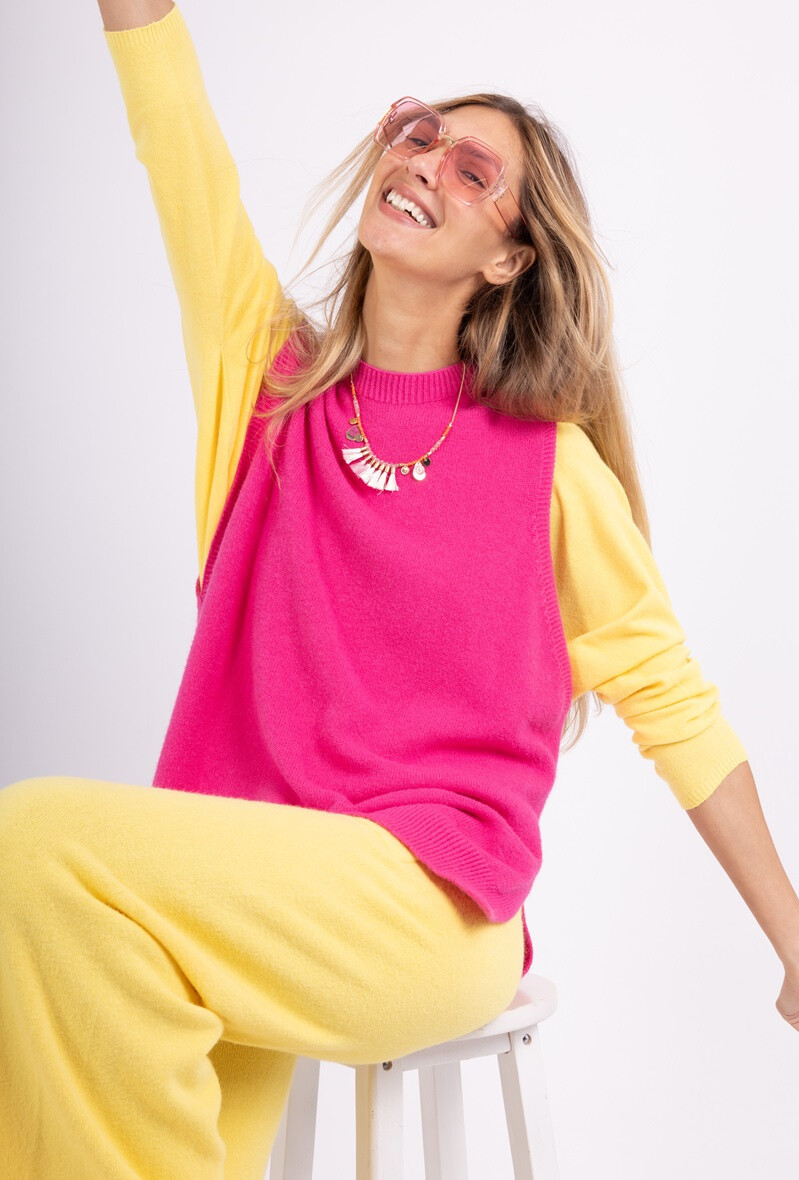 Grossiste Max & Enjoy (Vêtements) - Pull en maille sans manche, toucher cachemire