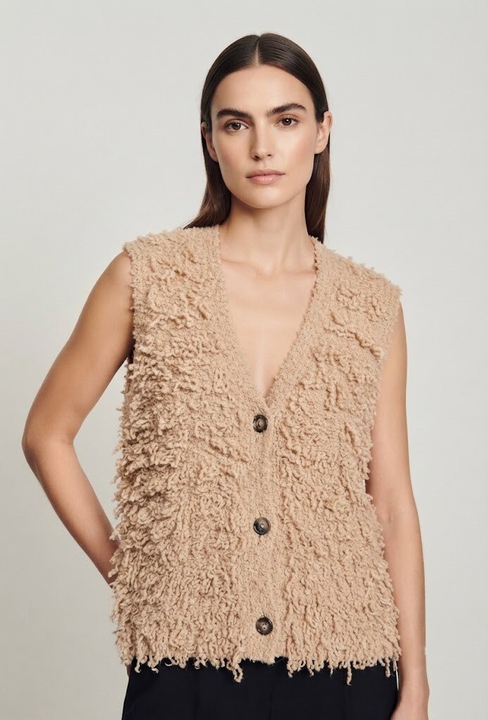 Grossista Max & Enjoy (Vêtements) - Gilet senza maniche in maglia bouclé – Misto lana e alpaca