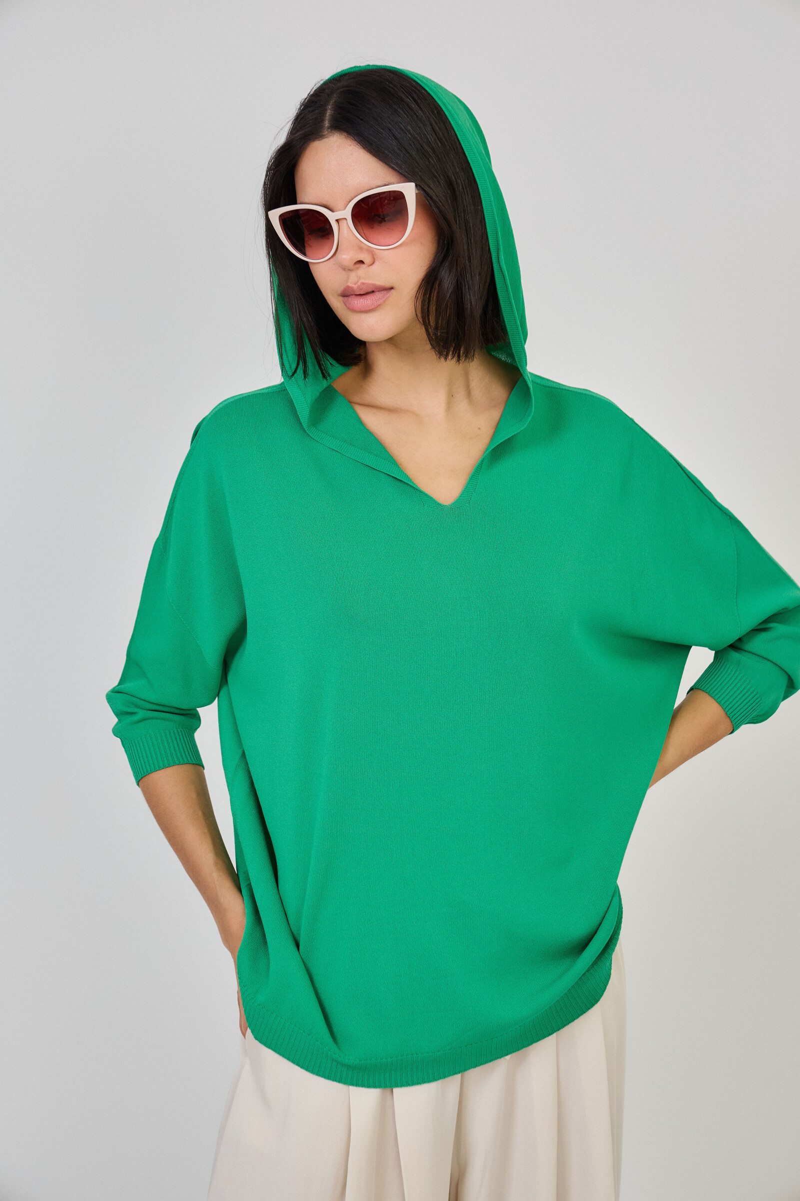 Grossista Max & Enjoy (Vêtements) - Felpa con cappuccio in maglia fredda senza cuciture