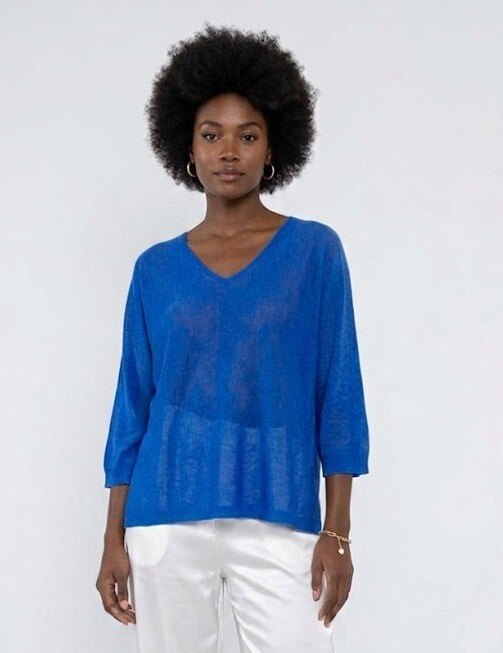 Grossiste Max & Enjoy (Vêtements) - Pull en lin léger col rond manches 3/4