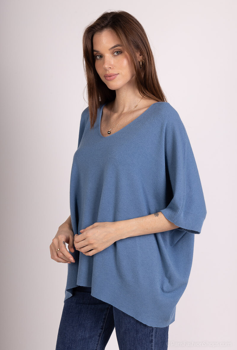 Grossiste Max & Enjoy (Vêtements) - Pull col v oversize ultrafin sans couture