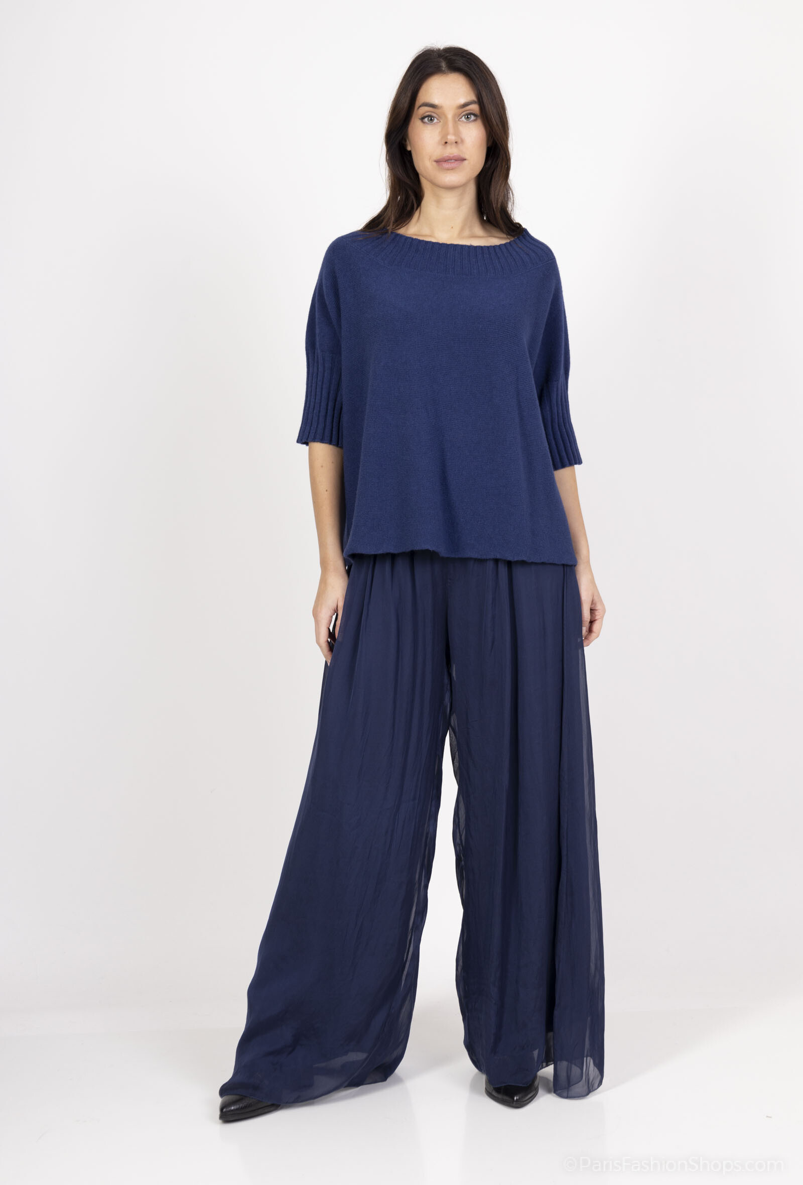 Grossista Max & Enjoy (Vêtements) - Southern senza barca senza soluzione di continuità, maniche corte, colpire cashmere