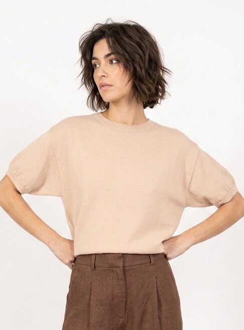 Wholesaler Max & Enjoy (Vêtements) - Seamless round neck sweater, short sleeves, cashmere touch