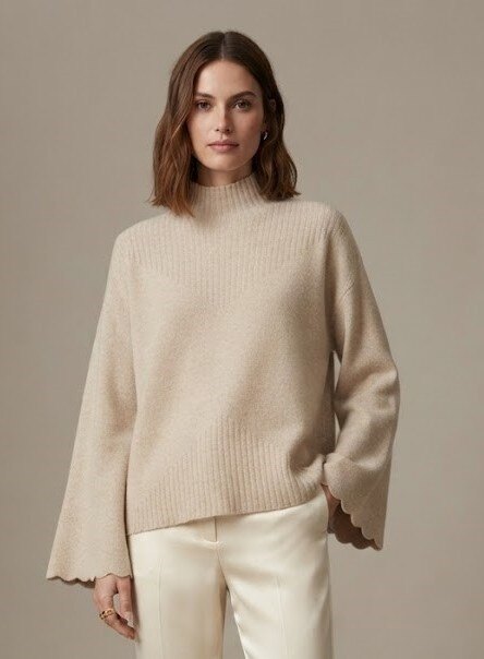 Grossiste Max & Enjoy (Vêtements) - Pull col montant cheminée bi matière à côtes et uni sans couture