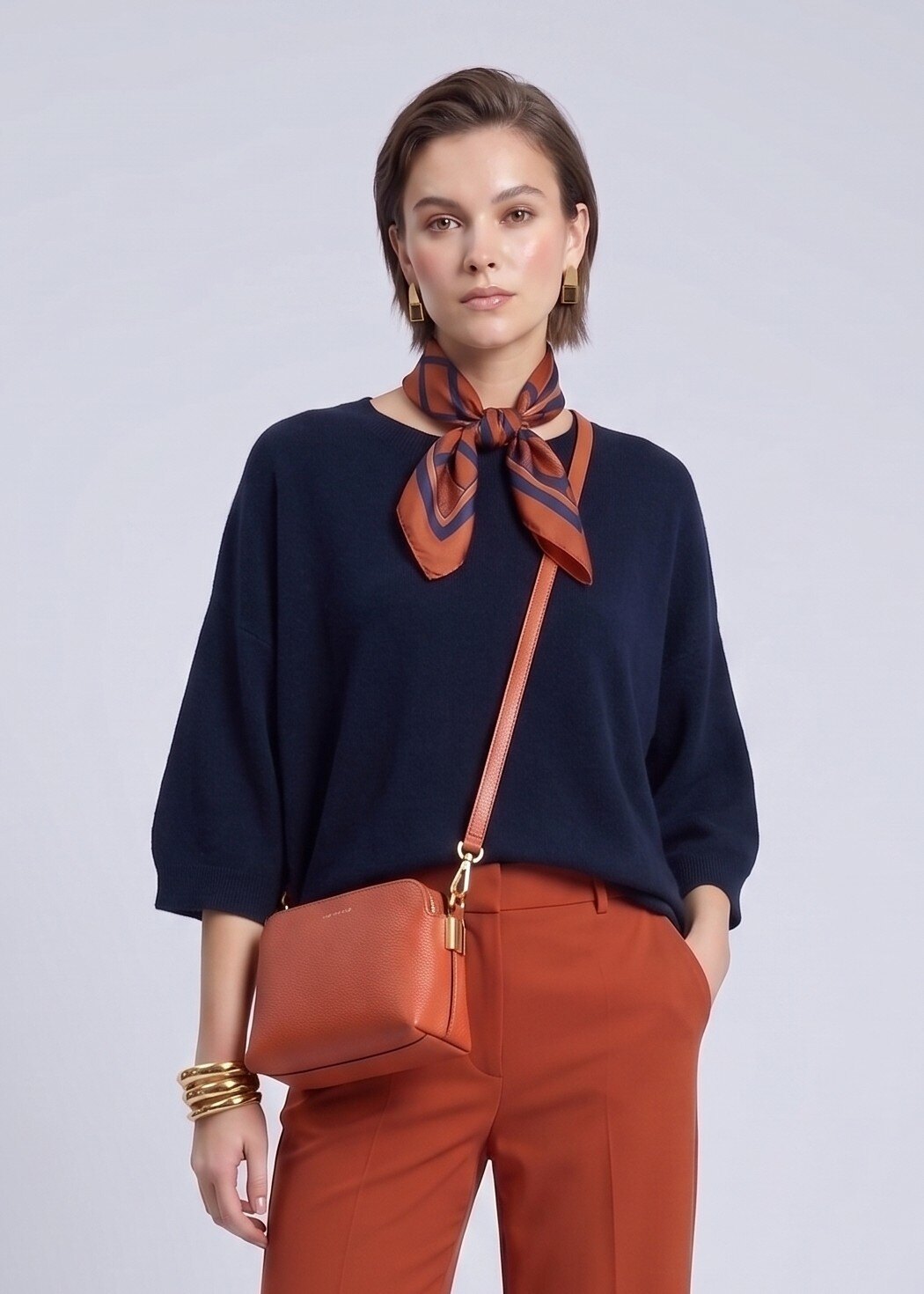 Großhändler Max & Enjoy (Vêtements) - Nahtloser Pullover mit Rundhalsausschnitt und 3/4-Ärmeln, Kaschmir-Touch