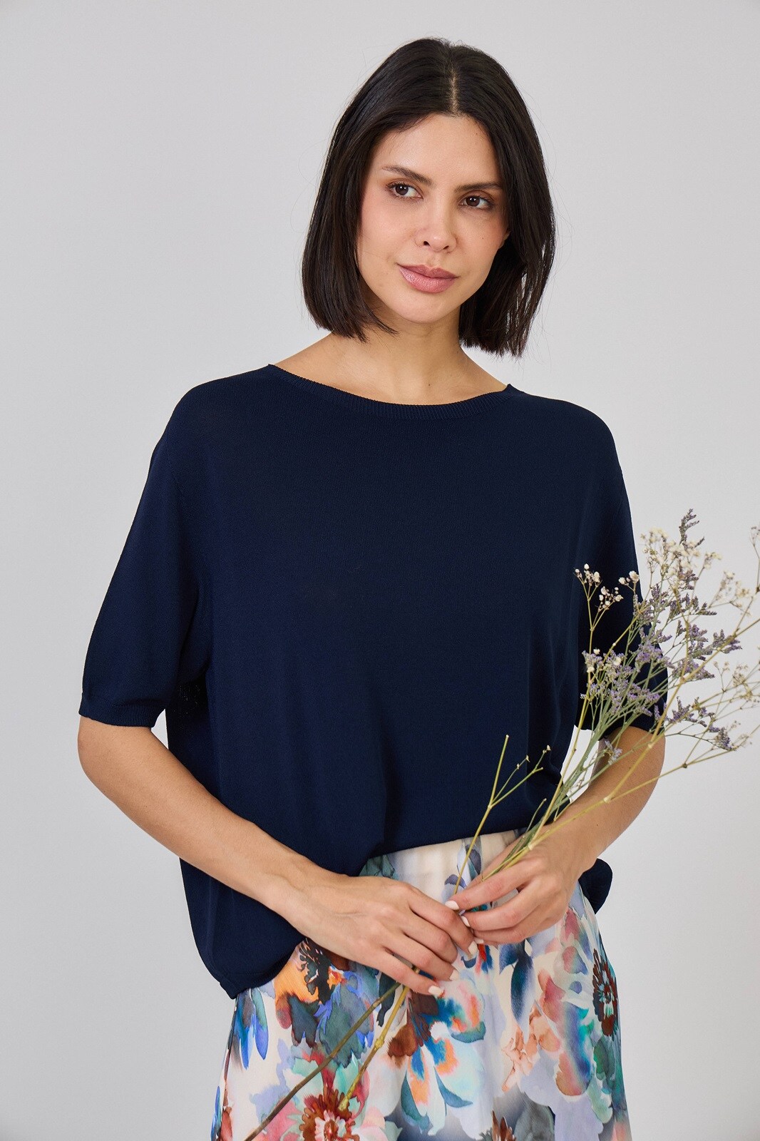 Großhändler Max & Enjoy (Vêtements) - Runder Halsausschnitt nahtloser kalter Strickpullover