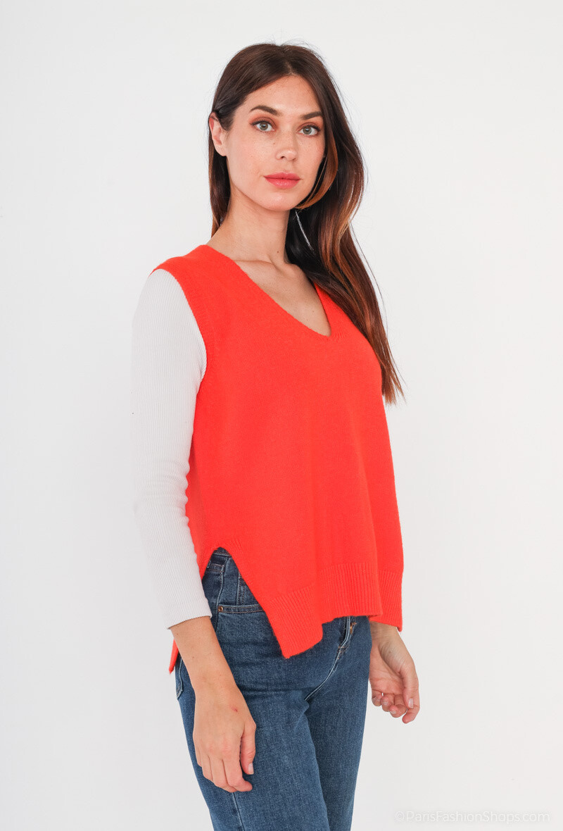 Wholesaler Max & Enjoy (Vêtements) - seamless sweater, sleeveless, with slots, to the touch of cashmere