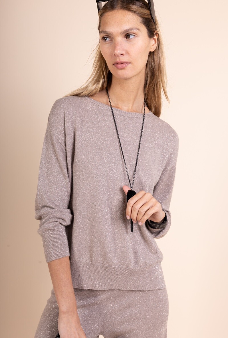 Mayorista Max & Enjoy (Vêtements) - Suéter sin costuras con cuello redondo y lurex