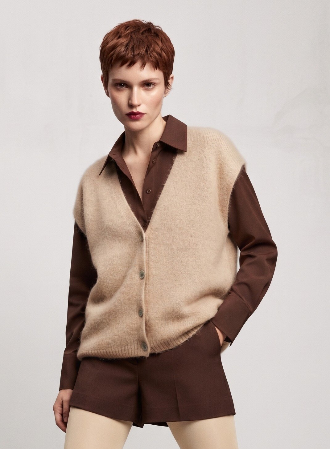 Mayorista Max & Enjoy (Vêtements) - Chaleco sin mangas con cuello en V de Baby Alpaca