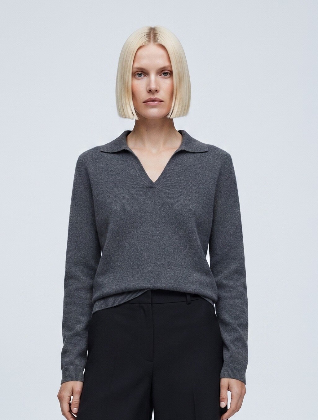 Grossista Max & Enjoy (Vêtements) - Maglione a collo polo in maglia senza cuciture, tessuto ultra morbido al tatto cashmere, maniche lunghe