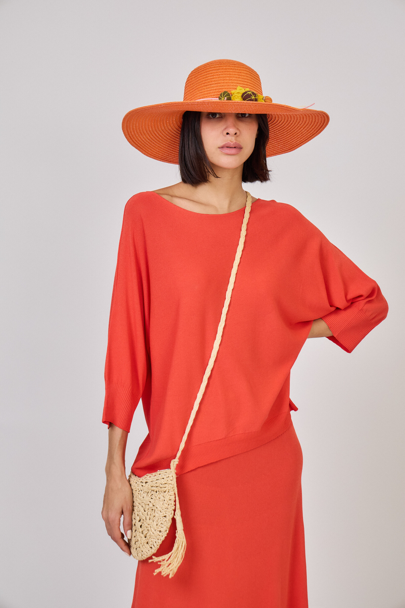 Großhändler Max & Enjoy (Vêtements) - Feiner und leichter nahtloser Strickpullover, Rundhalsausschnitt, übergroß, 3/4-Ärmel - 321571