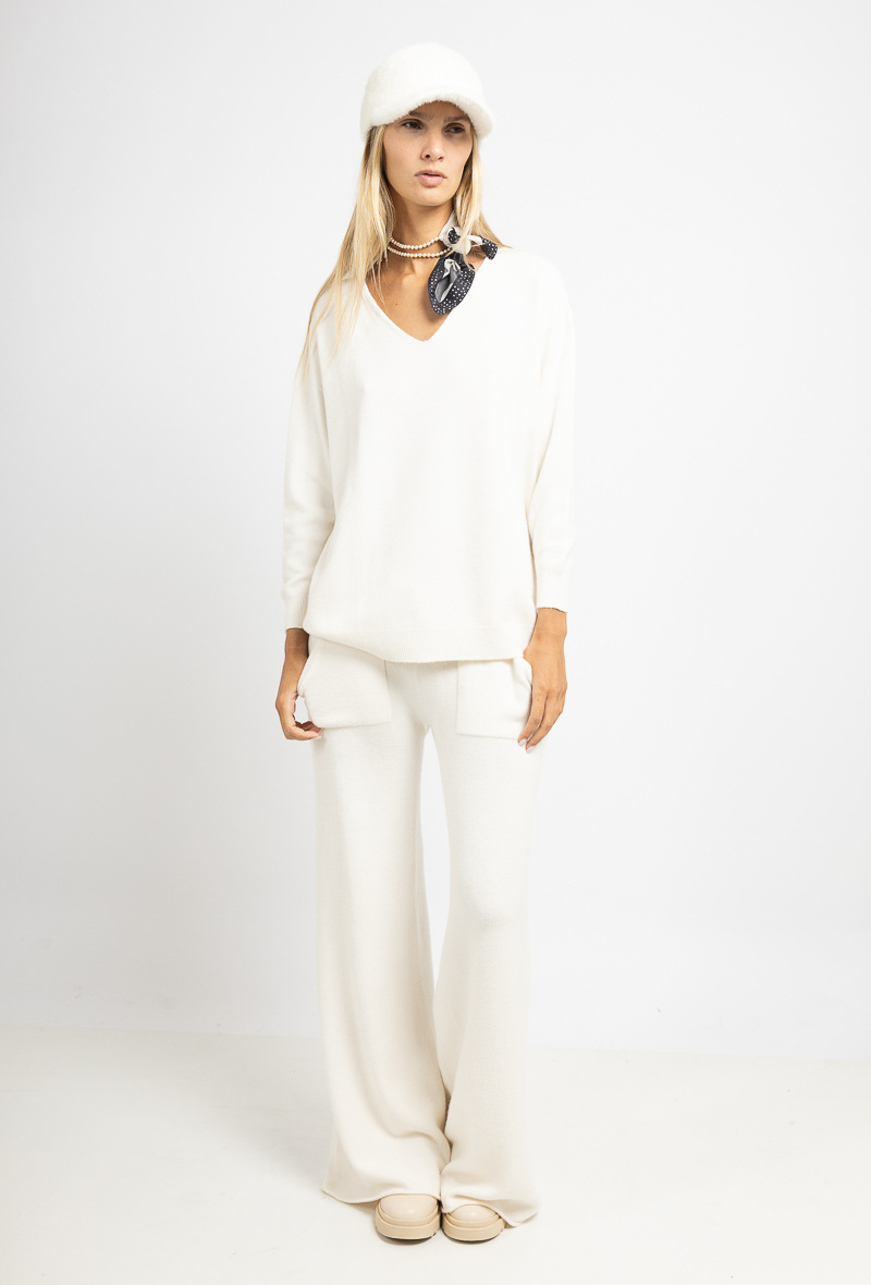 Grossista Max & Enjoy (Vêtements) - Maglione in maglia senza cuciture con scollo a V