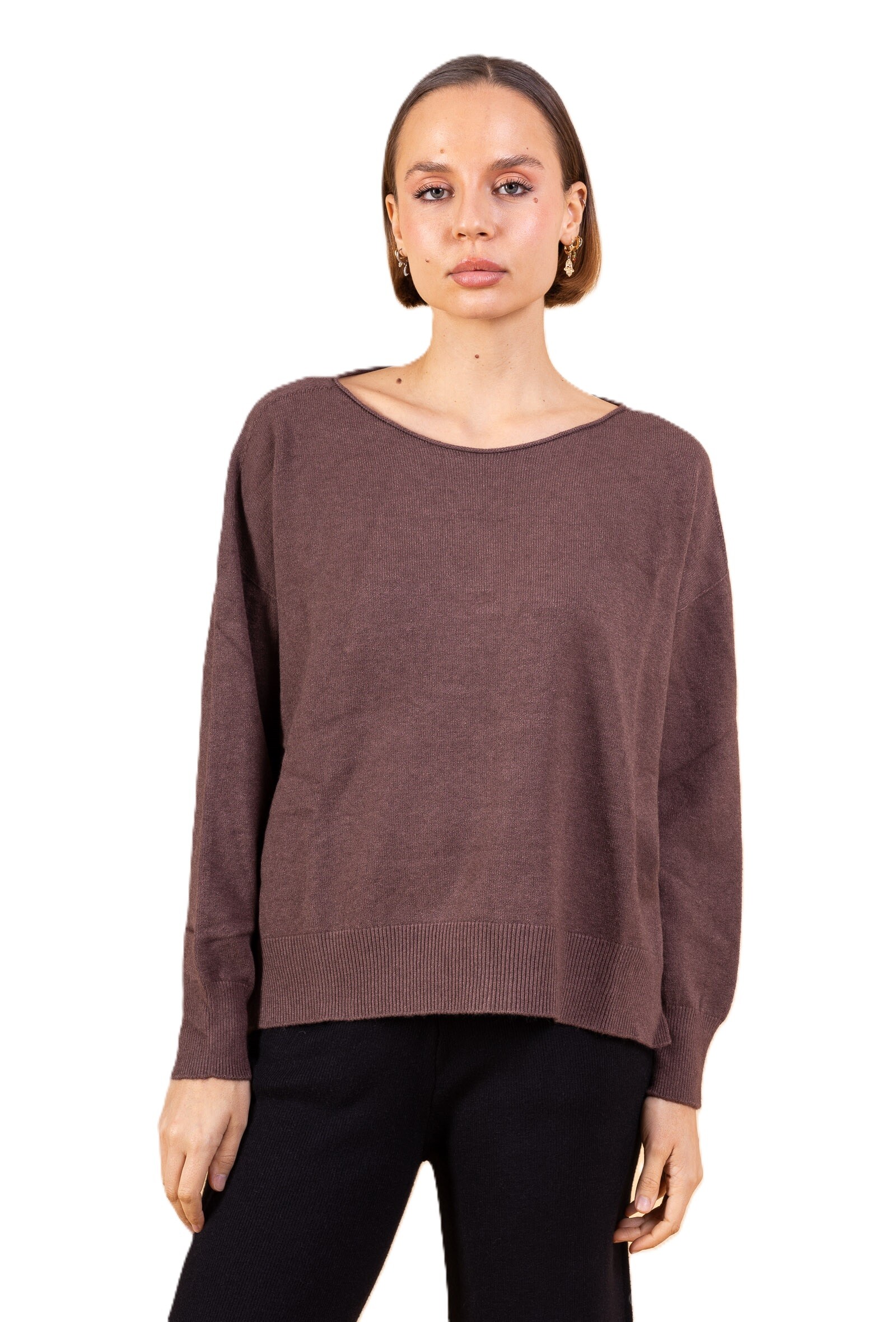 Wholesaler Max & Enjoy (Vêtements) - Seamless long-sleeve crew neck sweater with a cashmere feel