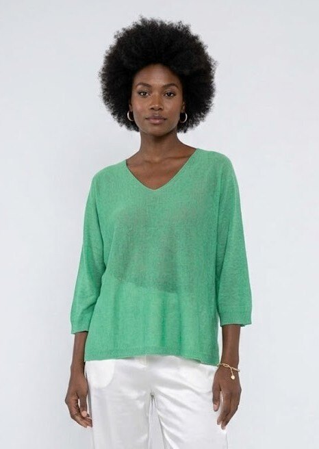 Grossiste Max & Enjoy (Vêtements) - Pull en lin léger col rond manches 3/4